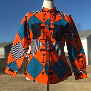 African Print Women’s Long Sleeve Dress Shirt